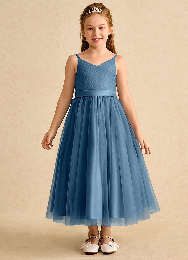 Azazie Patootie Vestidos de Niña de Flores Vestido de Bermudas de Tul de Corte En A con Tirante Espagueti image1