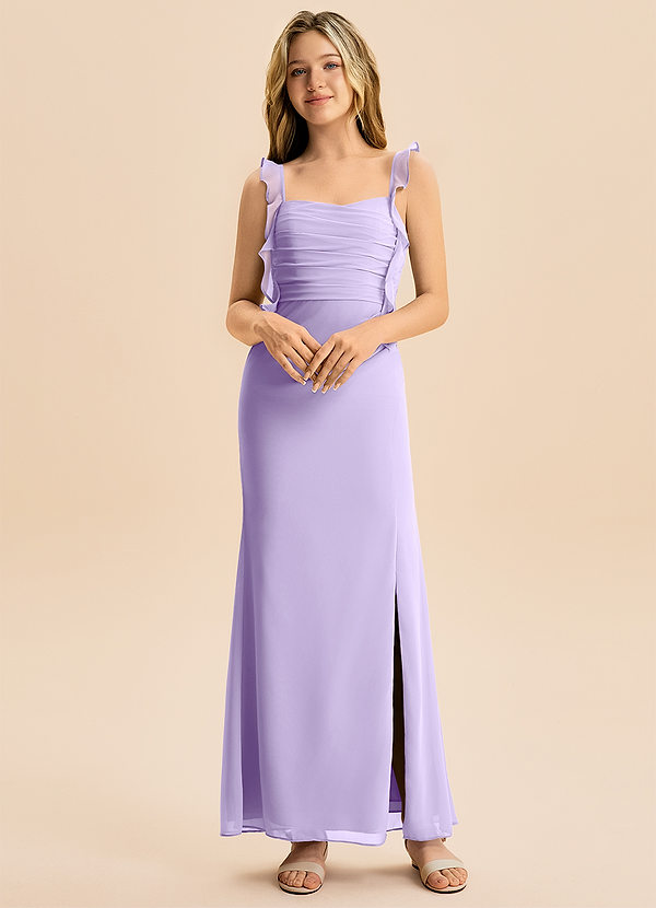Azazie Jessamine Junior Lilac Mermaid Sweetheart Neckline Chiffon Dress image1