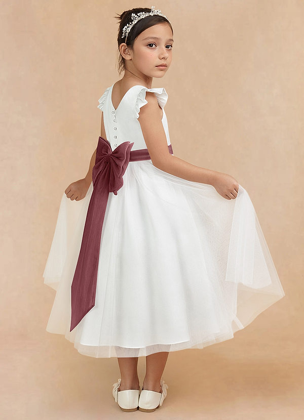 Azazie Hemi Flower Girl Dresses Ivory Desert Rose A-Line Bow Tulle Dress image1