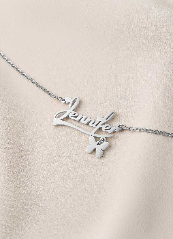 front Custom Name Necklace with Butterfly
