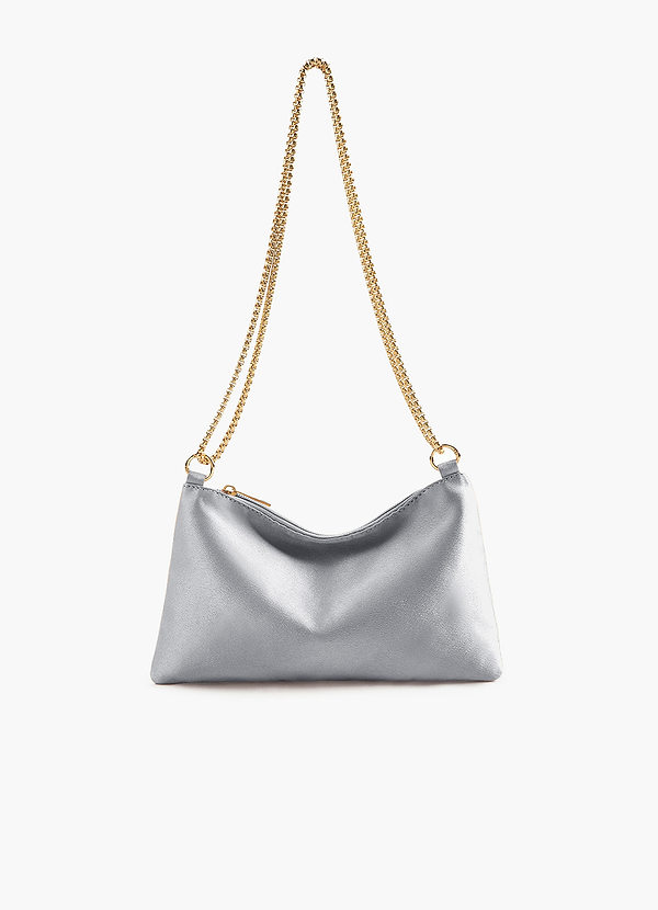 front Matching Color Metallic Satin Adjustable Shoulder Bag