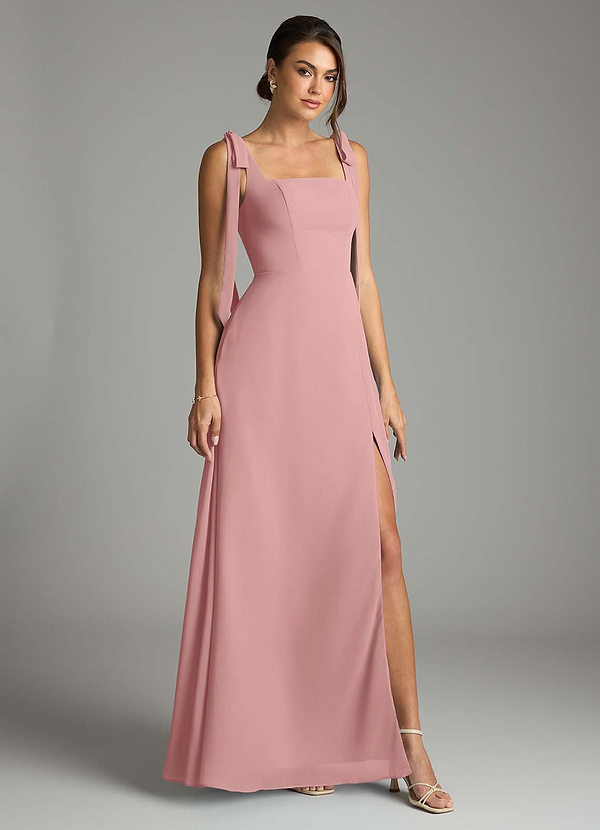 Azazie Debra Bridesmaid Dresses Dusty Rose A-Line with Pockets Chiffon Convertible Dress image1