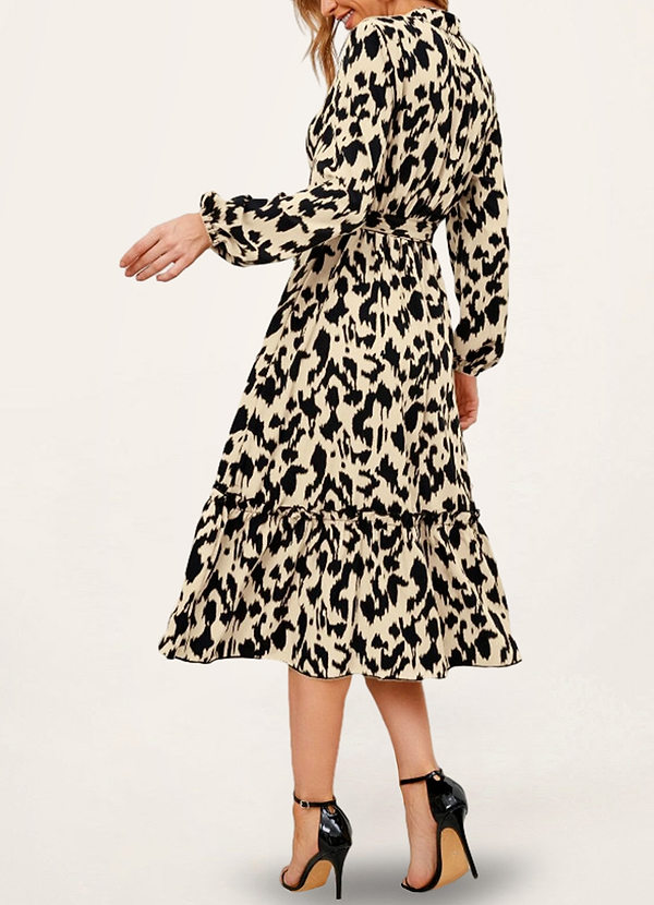 back Fairburn Beige Robe mi-longue imprimée à manches longues