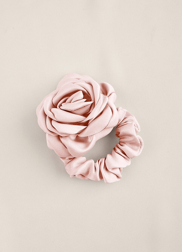 front Yhteensopiva väri Matta Satin Rose Scrunchie