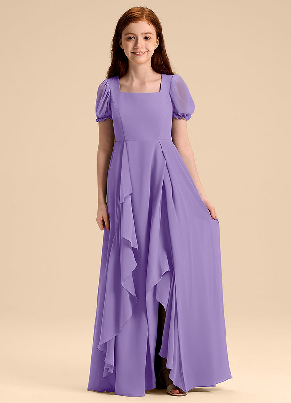 Azazie Priya Junior Tahiti A-Line Blouson Chiffon Dress image1