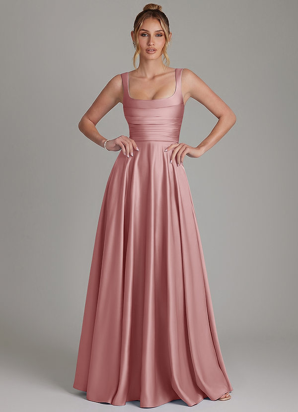 Azaria Bridesmaid Dresses Dusty Rose A-Line Corset Stretch Satin Dress image1