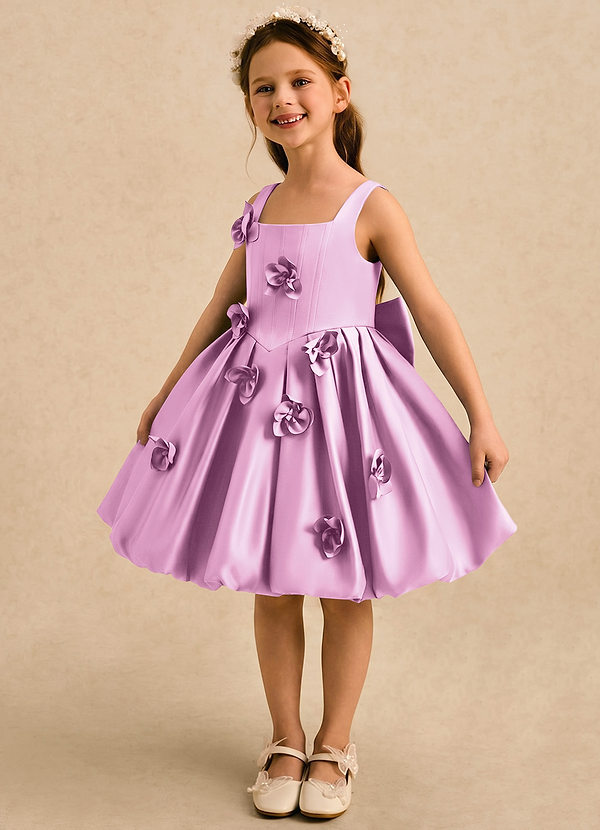 Azazie Lillian Vestidos de arras Vestido Rosa Caramelo de Satin Mate de Vestido de princesa con Plisado image1