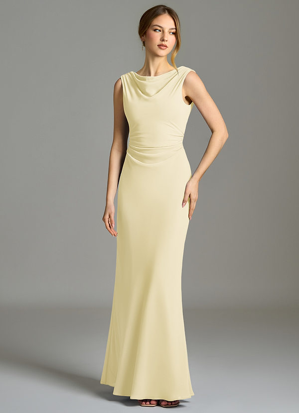 Azazie Kieryn Bridesmaid Dresses Lemon Sorbet Mermaid Pleated Chiffon Dress image1