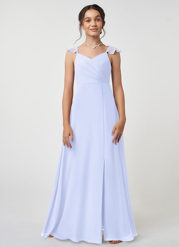Azazie Amada A-Line Ruched Chiffon Floor-Length Junior Bridesmaid Dress image1