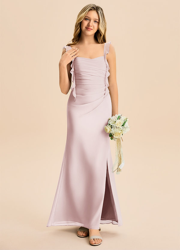 Azazie Jessamine Junior Blushing Pink Mermaid Sweetheart Neckline Chiffon Dress image1