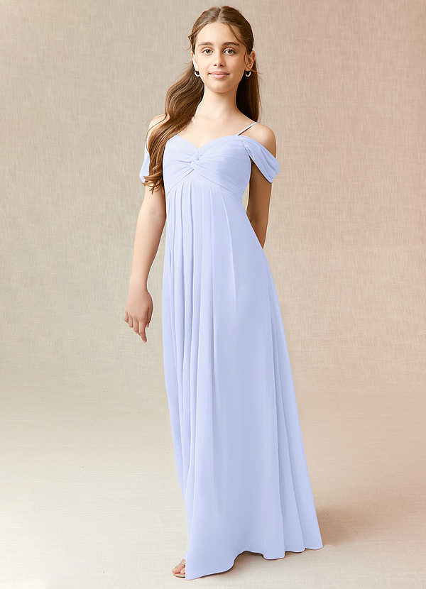 Azazie Kaitlynn A-Line Off the Shoulder Chiffon Floor-Length Junior Bridesmaid Dress image1