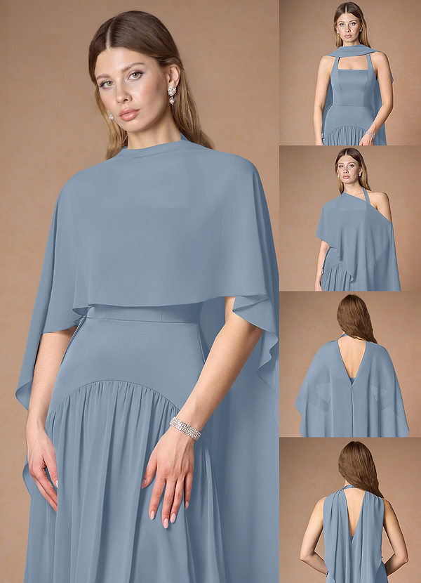 front Azazie Matching Color Chiffon Multiway Cape