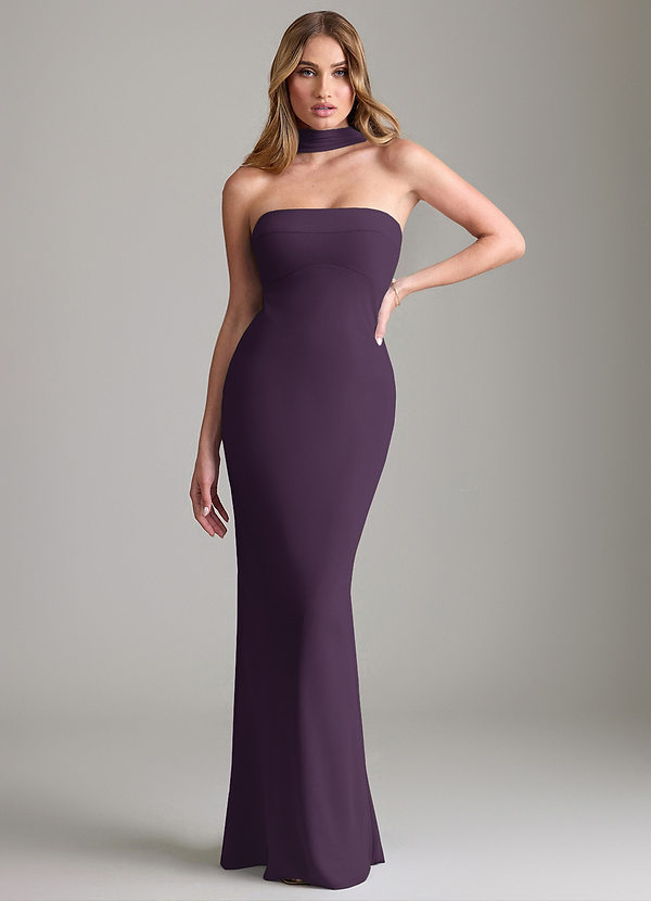 Azazie Lusinda Vestidos Dama de Honor Vestido de Ciruela de Gasa de Corte Sirena Convertible con Vestidos sin tirantes image1
