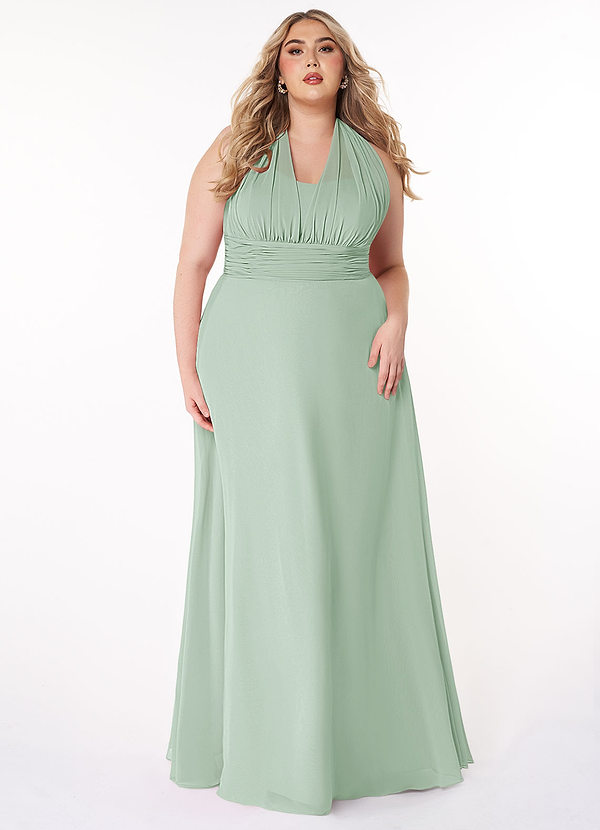 Azazie Fifi Bridesmaid Dresses Agave A-Line Strapless Chiffon Convertible Dress image1