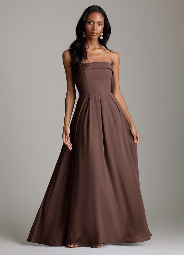Azazie Lucienne Bridesmaid Dresses Ganache A-Line Strapless Chiffon Convertible Dress image1