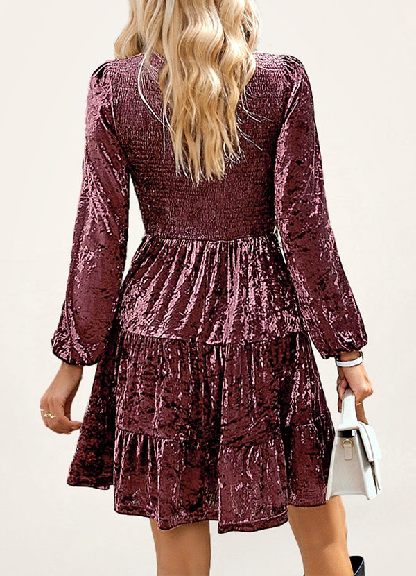 back Mangue Bordeaux Mini robe en velours à manches longues