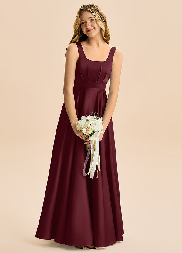 Azazie Gabby Junior Klä av A-Line i Stretch Satin Plisserad image1