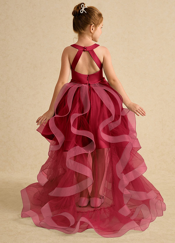 Azazie Julietta Blumenkinder Kleider Ballkleid Cabrio Tüll Kleid Scharlachrot image1