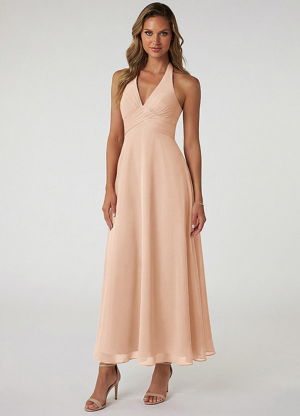 Azazie Tessie Suknie dla druhen Linia A Pofałdowany Szyfon Długość kostki Sukienka image1