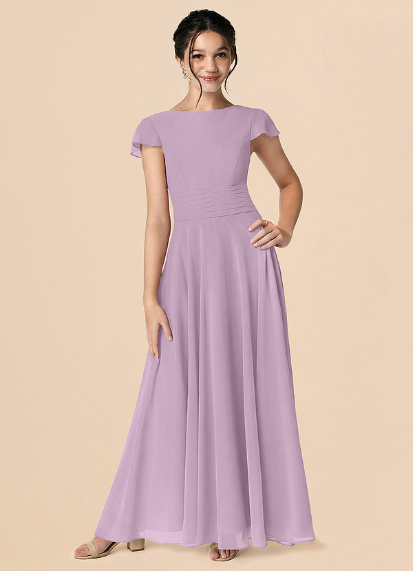 Azazie Payton Wisteria A-Line Bow Chiffon Dress image1
