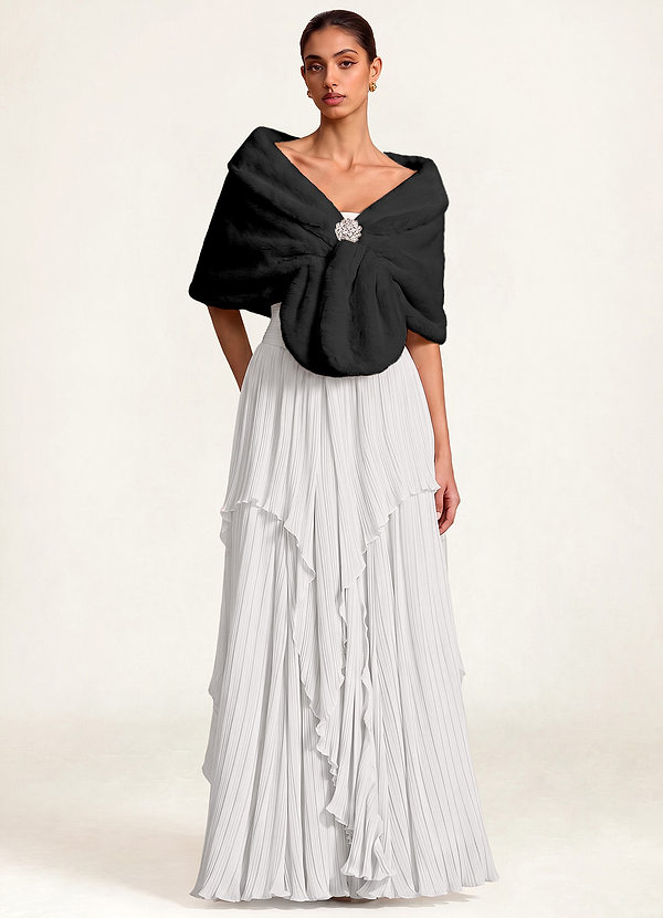 front Cape en fausse fourrure avec broche
