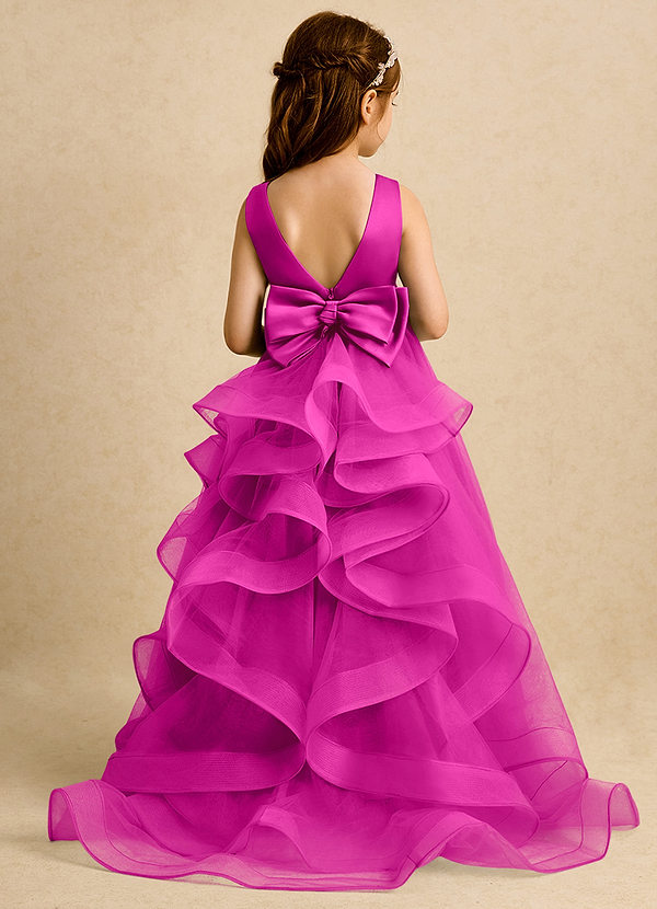 Azazie Lior Flower Girl Dresses Fuchsia Ball-Gown Pleated Tulle Dress image1