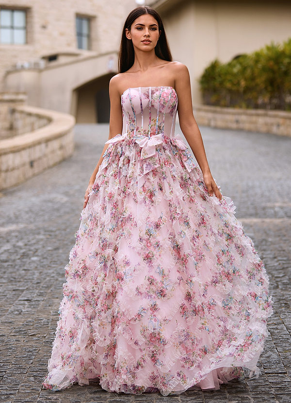 Bloomy Pink Romantic Blossom Prom Dress image1