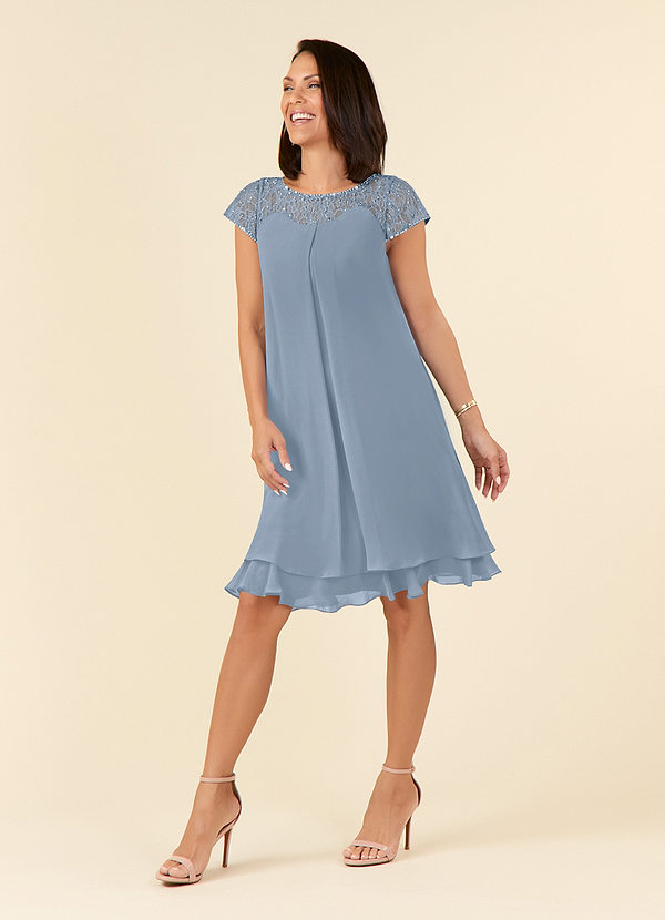 Azazie Tess Mother of the Brides Dresses Dusty Blue Empire Sequins Chiffon Dress image1