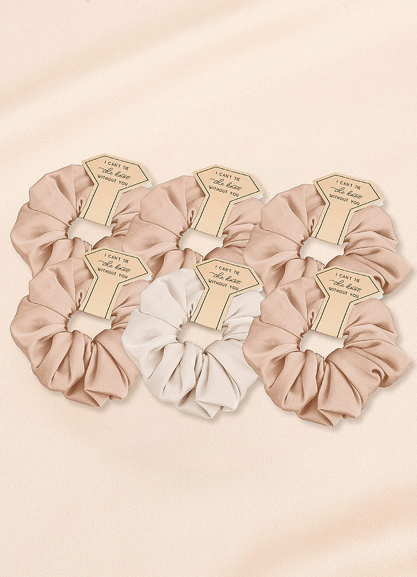 front Matching Color Six-Piece Mixed Color Bridesmaid Stretch Satin Over Size Scrunchie Set