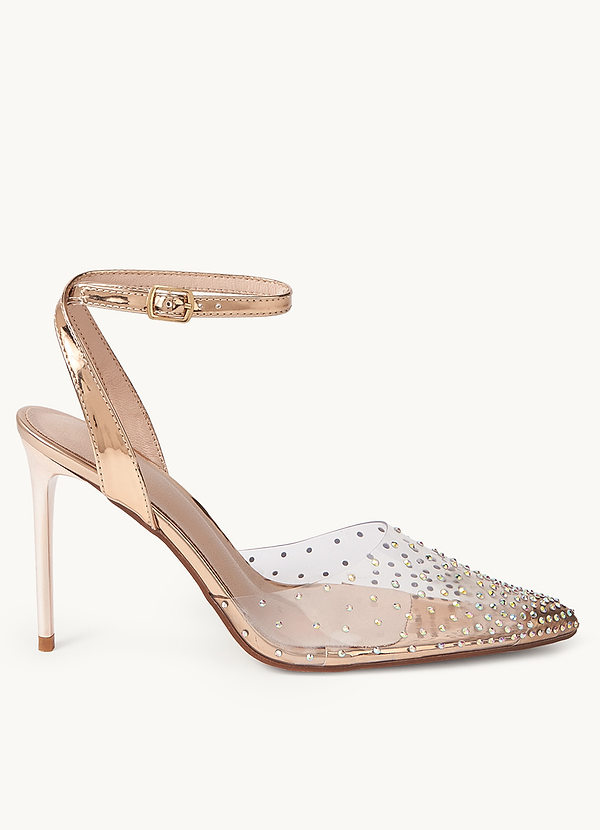 Gold Sparkle Transparent Pointed Toe Stilletto Heels | Azazie