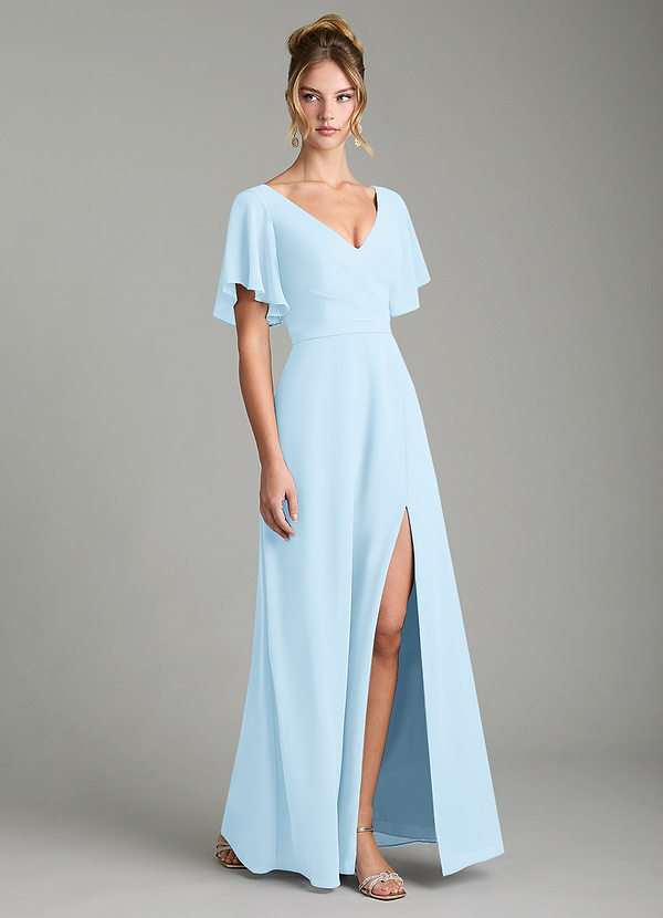 Azazie Ambrosia Bridesmaid Dresses Sky Blue A-Line Pleated Chiffon Dress image1