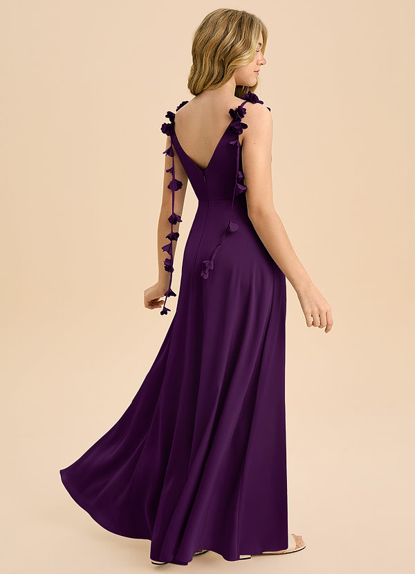 Azazie Gumdrop Junior Empire Plissee Stretch-Satin Kleid Traube image1