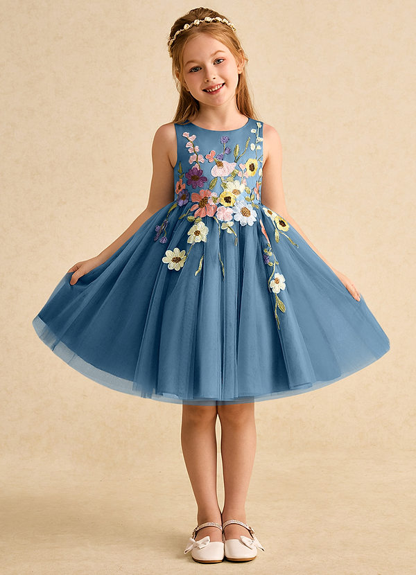 Azazie Prima Vestidos de Niña de Flores Vestido de Bermudas de Tul de Corte En A con Lazo image1
