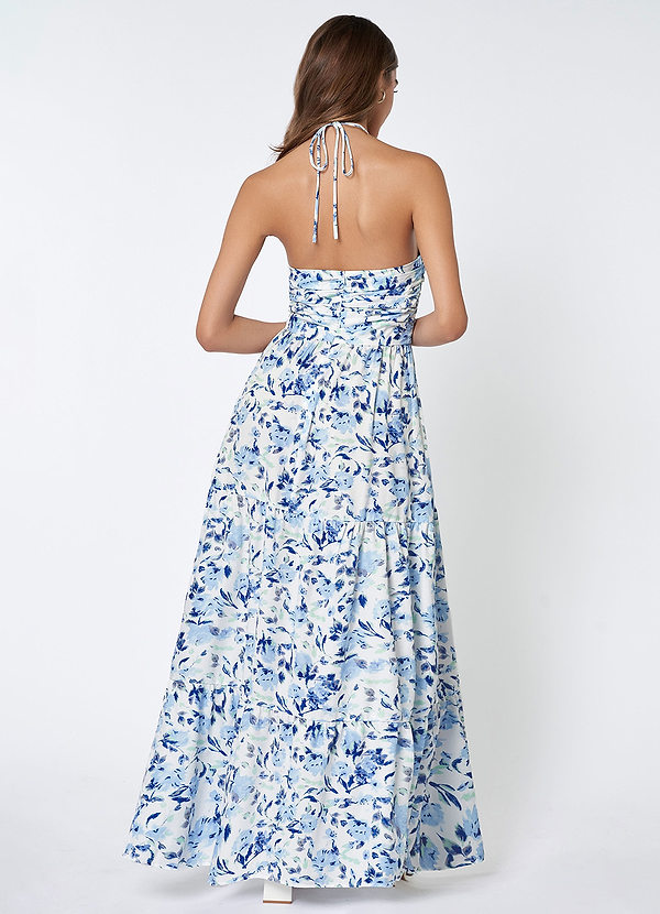 back Homewood Blue Floral Print Halter Neck Maxi Dress