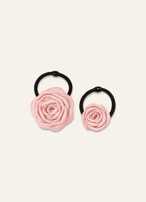 front Darling Poise Matte Satin Ivory Flower 2-Piece Hair Tie Set