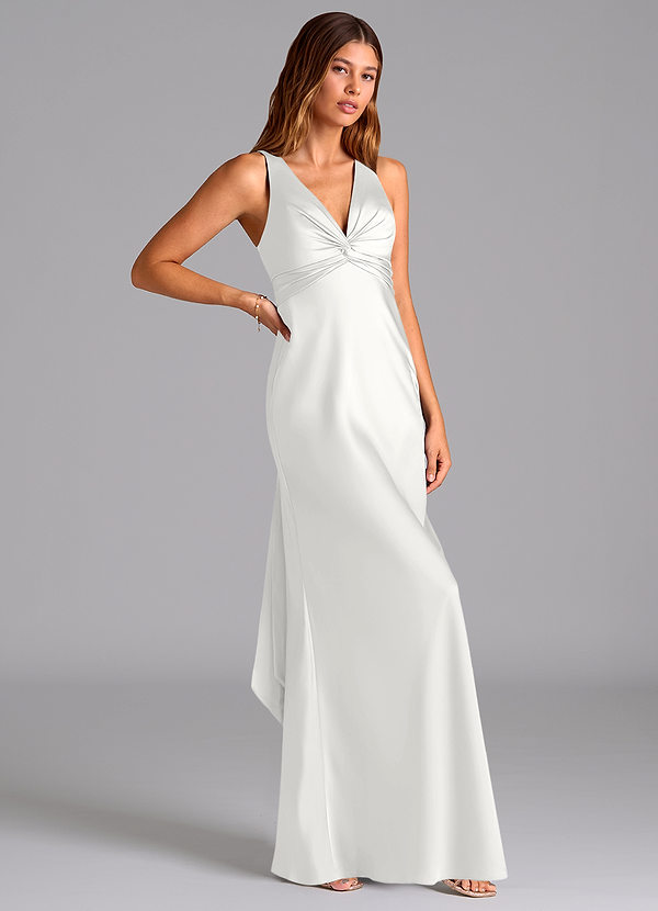 Azazie Hati Brudtärneklänningar Klä av Sjöjungfru i Stretch Satin Vit image1