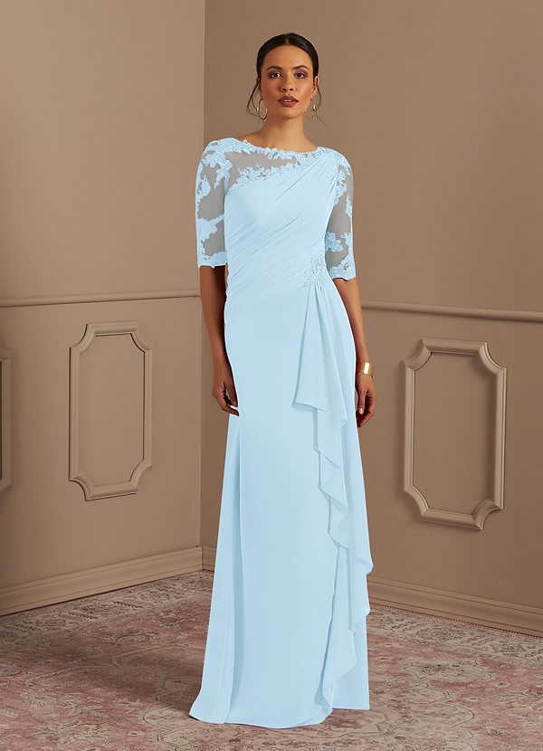 azure blue dress Cataleya Maxi - - Buy Women's Dresses Ruffled Backless Slip Dress– Neckline:PLUNGE NECK Size:1 - XS