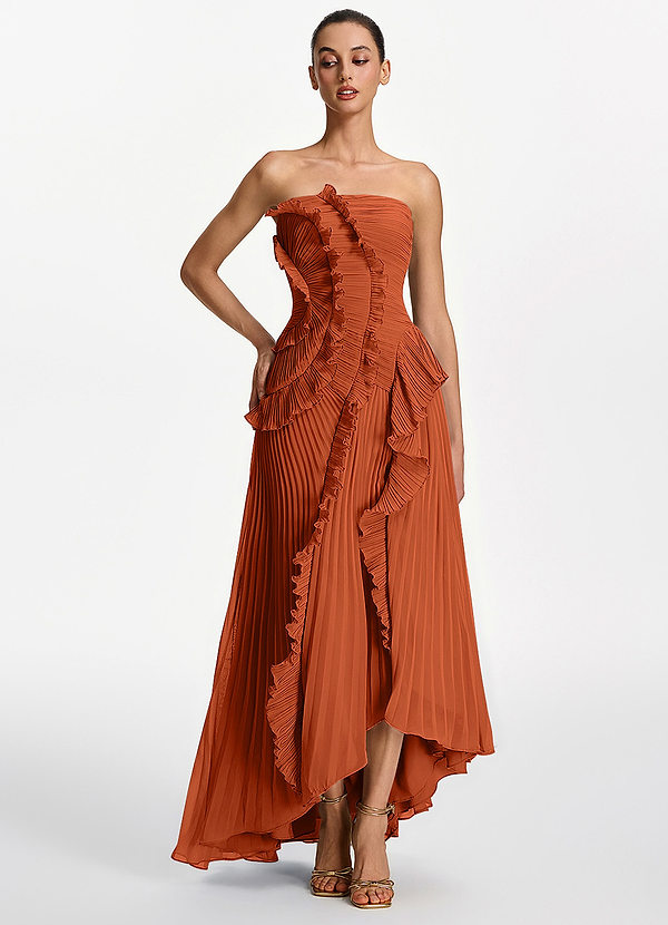 Chrysanthe Rost Trägerloses Plissee-Chiffon-Maxikleid image1