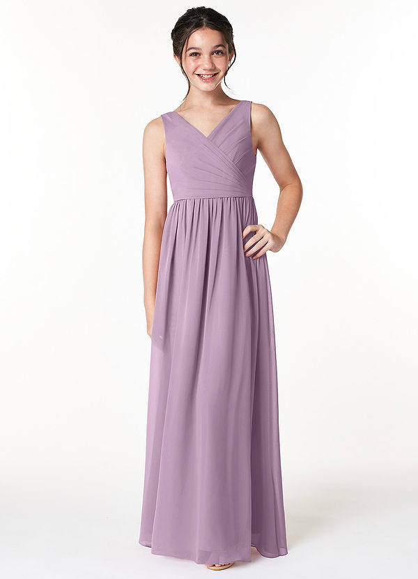 Azazie Sawyer Junior Wisteria A-Line Pleated Chiffon Dress image1