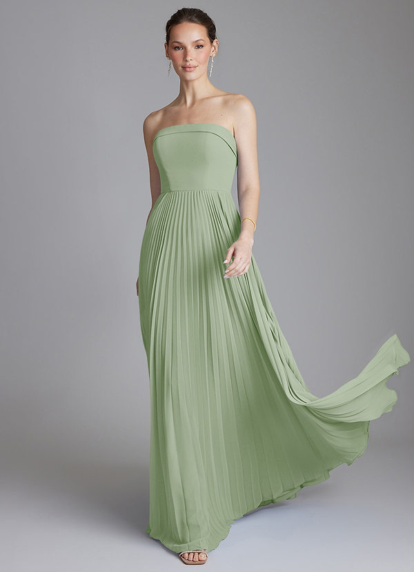 Azazie Mariana Robes Demoiselle d'honneur Robe Trapèze en Mousseline de soie Sans bretelles Vert Sauge image1