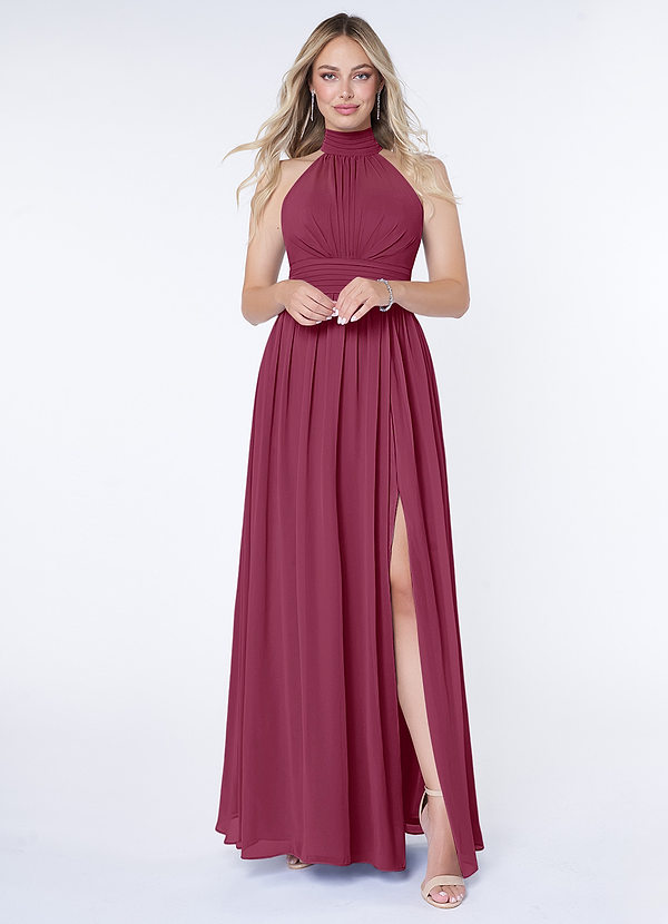 Azazie Iman Bridesmaid Dresses Mulberry A-Line A-Line Ruched Chiffon Dress image1