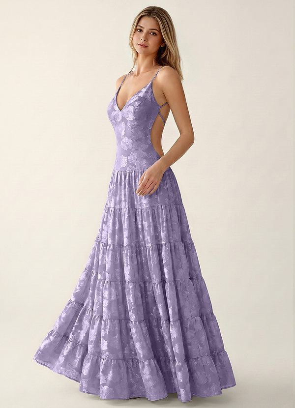 Rioyabella Lilac Jacquard Open Back Wedding Guest image1