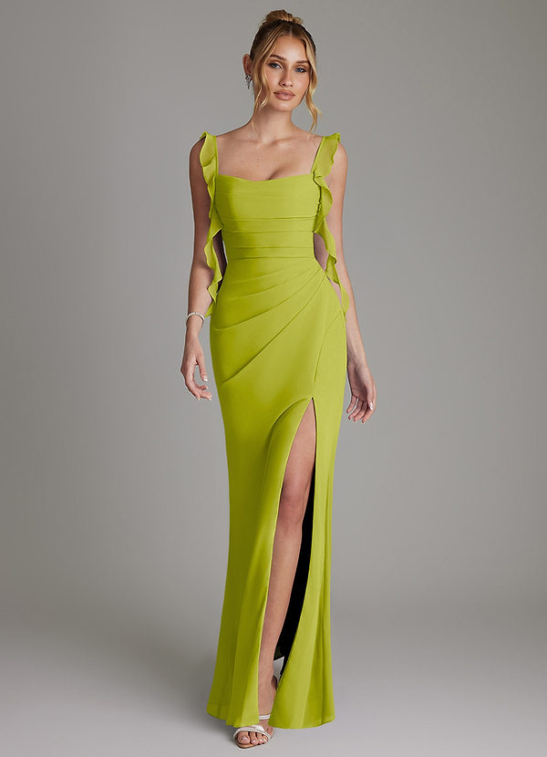 Azazie Jessamine Bridesmaid Dresses Lemongrass Mermaid Corset Chiffon Dress image1
