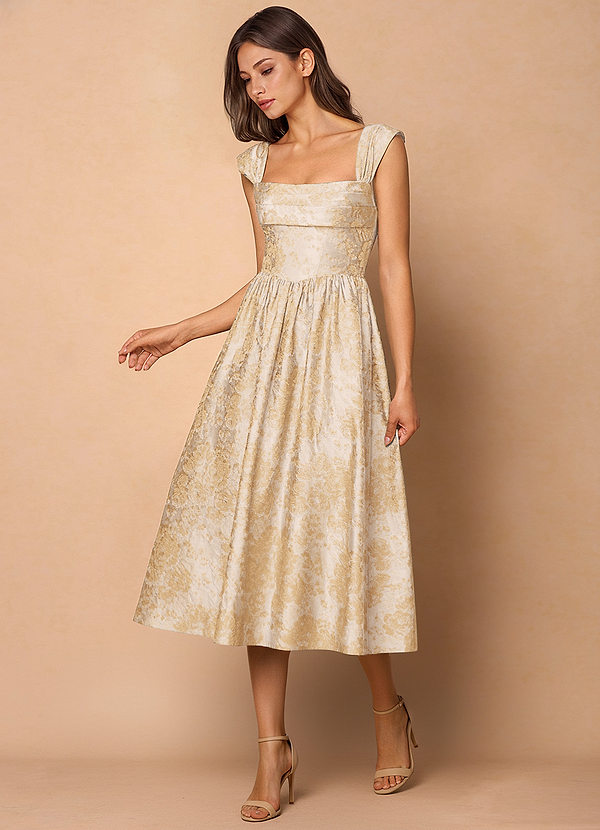 Runa 빈티지 샴페인 미디 드레스 image1