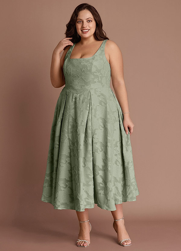 Amalie Pistachio A-line Midi Dress image1