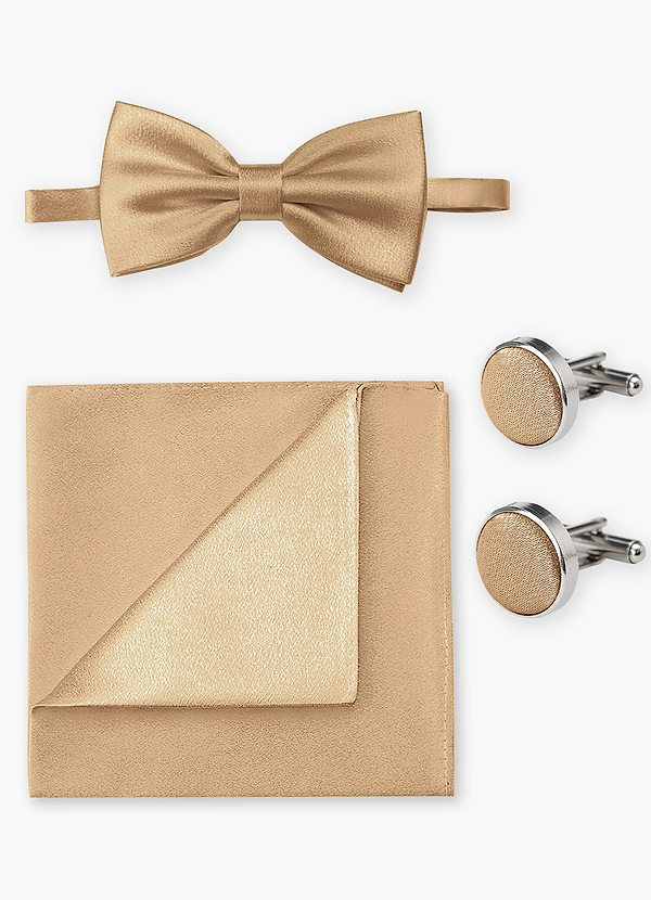 front Matching Bow Tie & Pocket Square & Cuff Links Set