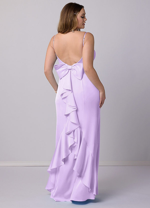 Barbie ♥ Azazie Bridesmaid Dresses Mermaid Bow Stretch Satin Floor-Length Dress image1