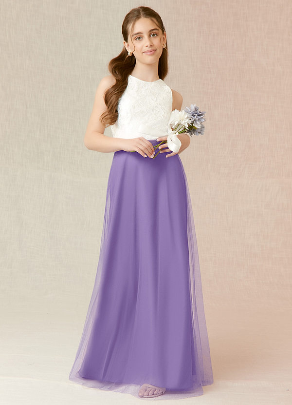 Azazie Albertine Junior Tahiti A-Line Lace Chiffon Dress image1