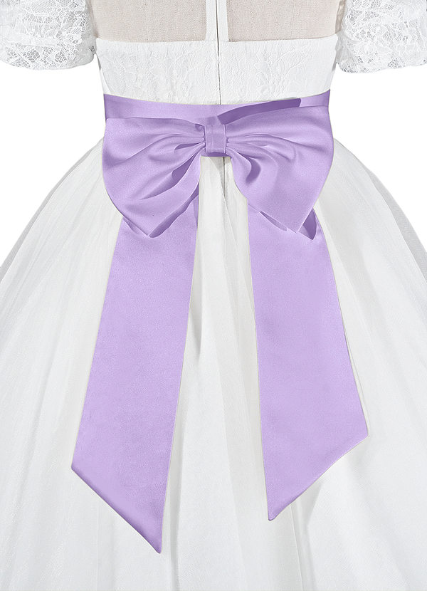 front Matching Color Matte Satin Sash with Back Bow