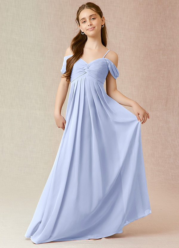 Azazie Kaitlynn Junior Ice A-Line Off the Shoulder Chiffon Dress image1